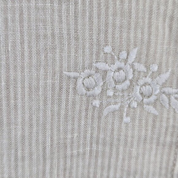 Antibes Blanc Size Small Cream White Striped Tunic Flared Sleeves Split Vneck - Picture 13 of 16